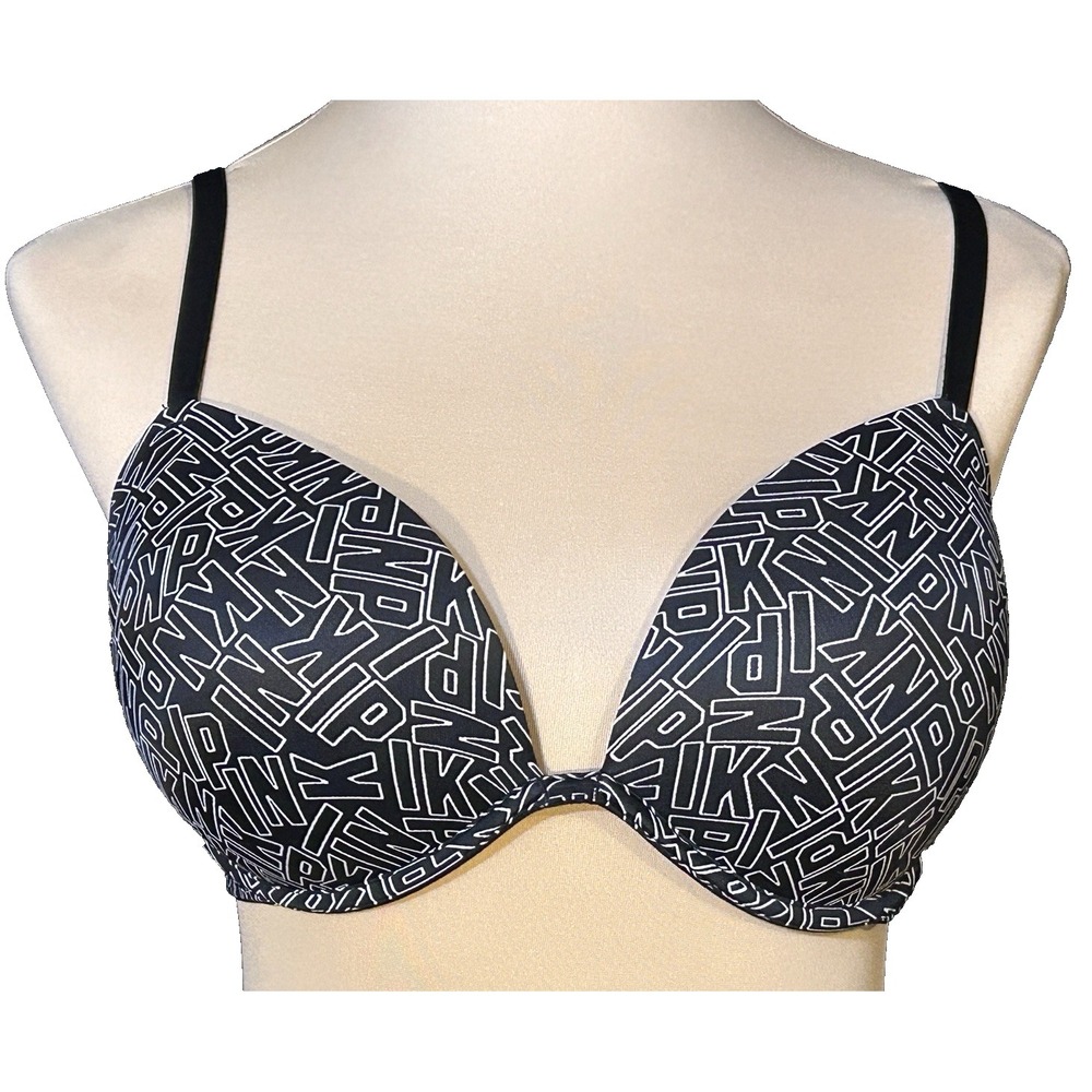 Victorias Secret PINK 36D Wear Everywhere Super Push-Up Bra Logo Cups Padded